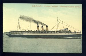 Victoria, British Columbia/BC Canada Postcard, C P R S S 'Princess Charl...