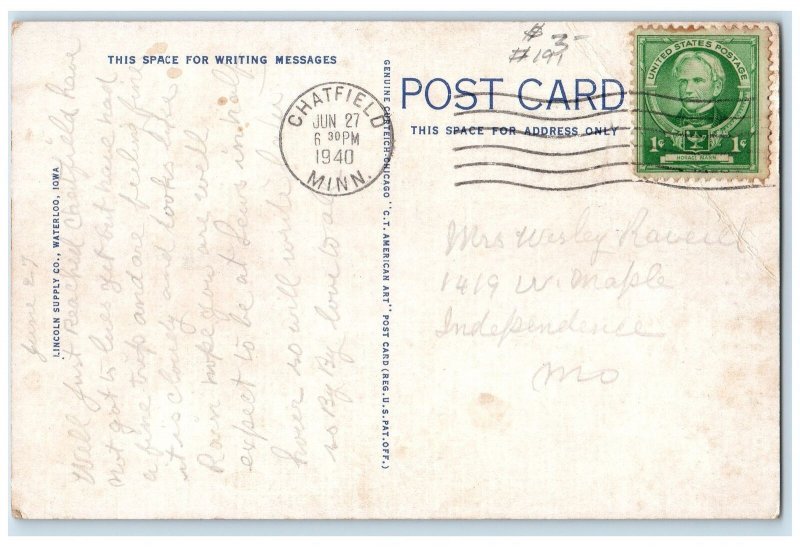 1940 United States Post Office & Court House Building Waterloo Iowa IA Postcard