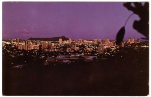 Night Falls On Waikiki, Hawaii, Vintage Chrome Postcard