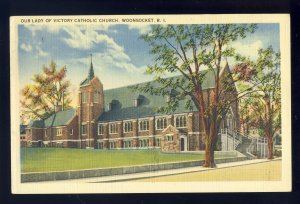 Woonsocket, Rhode Island/RI  Postcard, Our lady Of Victory Catholic Church,