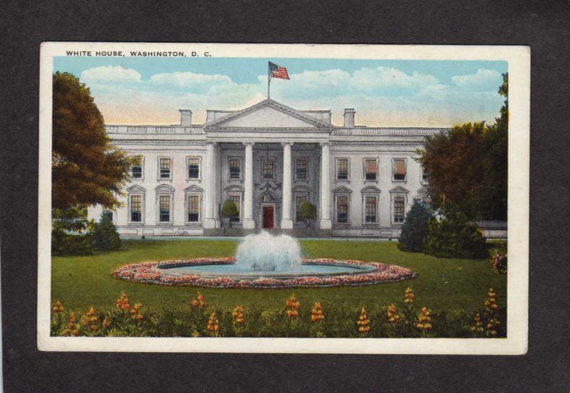 DC White House Washington D C Fountain Flag Vintage Postcard