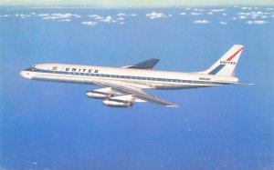 United Airlines DC-8 Jet Mainliner Chrome Postcard Unused