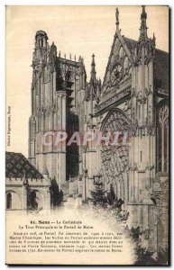 Old Postcard Sens La Cathedrale The main tower and the gate of Moses