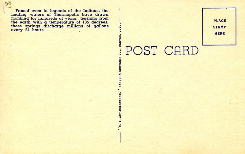 WY - Thermopolis. Mineral Hot Spring