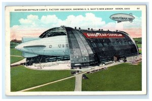 Goodyear Zeppelin Airship Factory & Dock Akron OH Ohio Postcard (FP19)