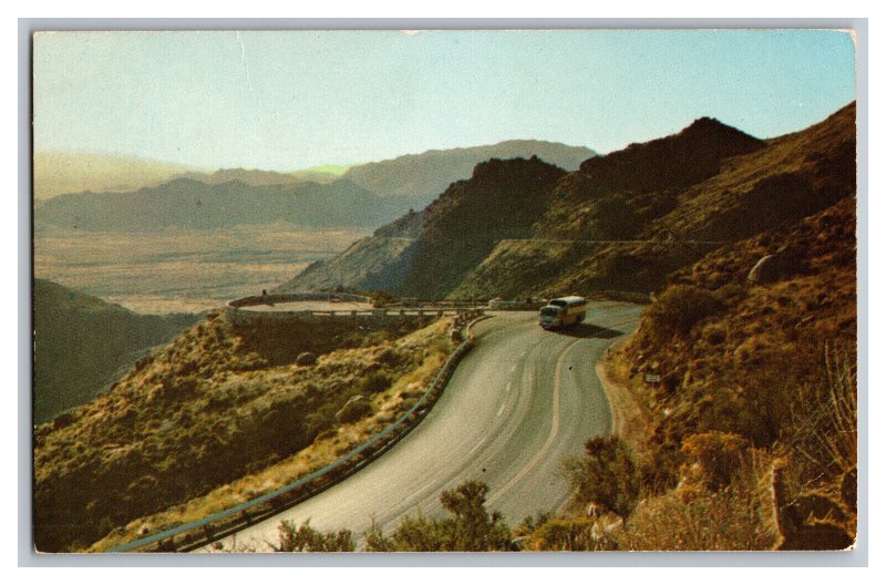 Vintage Postcard AZ Famous Yarnell Hill Highway Arizona Bus On Road 