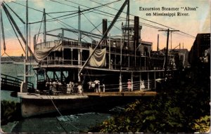 Postcard Excursion Steamer Alton on Mississippi River
