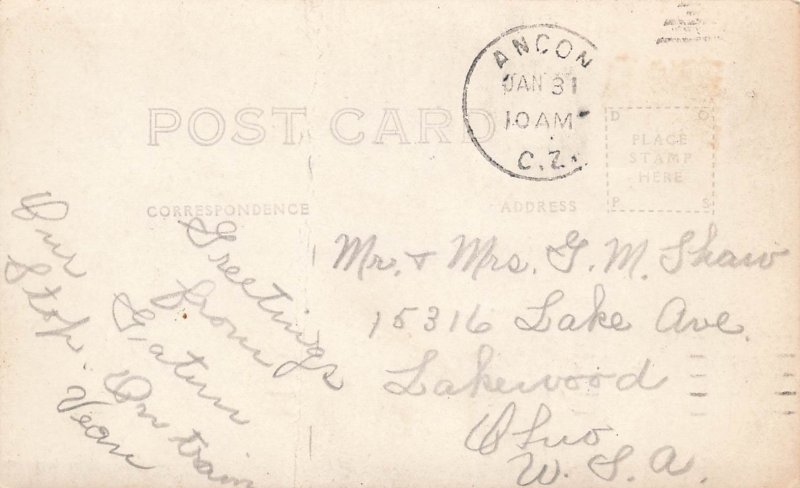 381823-Panama, Miraflores, RPPC, Lock Gates in Operation, USS Maryland