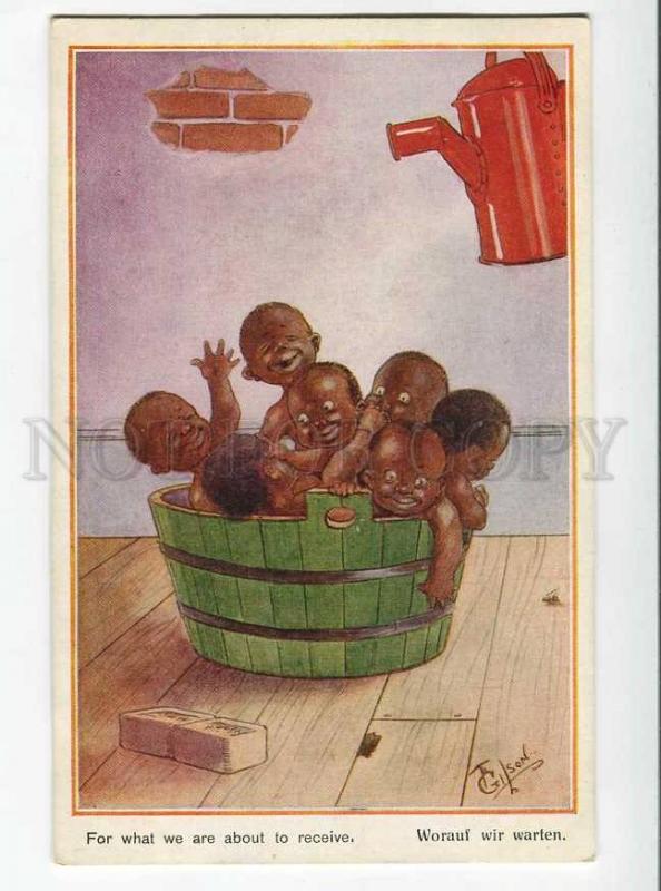 264923 BLACK AMERICANA Kids BATHING by GILSON vintage NOVITAS