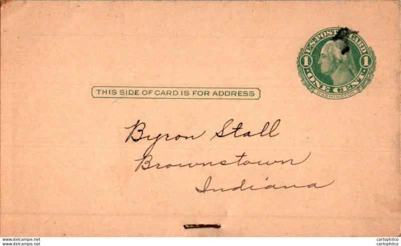 US Postal stationery 1c to Indiana