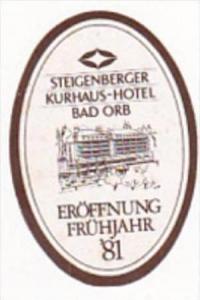 GERMANY BAD ORB STEIGENBERGER KURHAUS HOTEL VINTAGE LUGGAGE LABEL