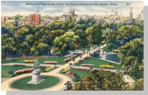 Boston, Massachusetts/MA Postcard, Aerial Of Public Gardens & Beacon Hill