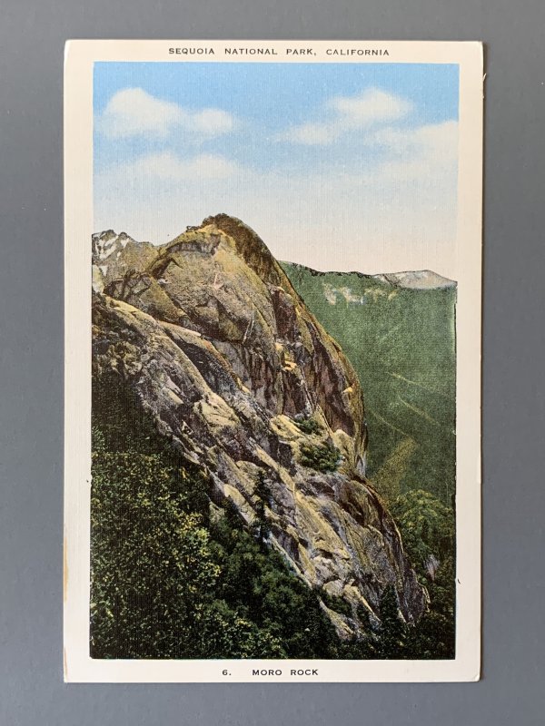 Moro Rock Sequoia National Park CA Linen Postcard A1143092009