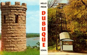 Iowa Dubuque Hello Showing Grave Of Julien Dubuque & Fourth Street Cable Elev...