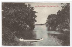 Canoe Canoeing Picnic Rocks Kennebunkport Maine 1912 postcard