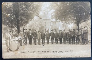 Mint USA Real Picture Postcard Civil War GAR Veterans High School Pleasant Lake