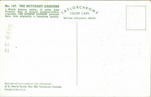 Butchart Gardens Victoria Sunken Limestone Quarry Mountain VTG Postcard WB UNP 