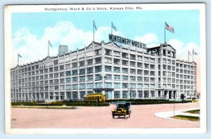 KANSAS CITY, Missouri MO ~ Street Scene MONTGOMERY WARD STORE 1920s Postcard