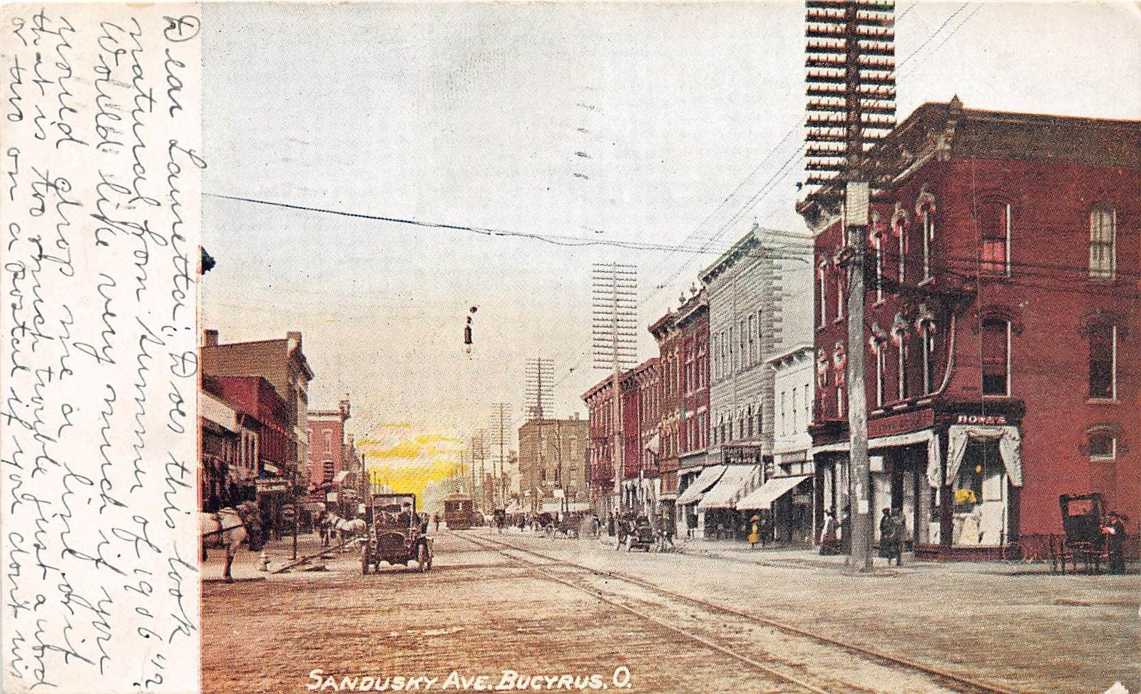 A83/ Bucyrus Ohio Postcard 1907 Sandusky Avenue Stores Automobile ...