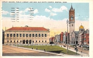 Copley Square in Boston, Massachusetts Public Library & New Old South Church.