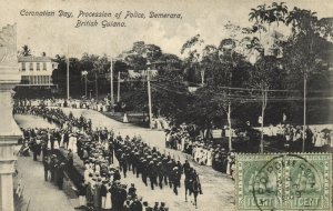 british guiana, Guyana, Demerara, GEORGETOWN, Police Procession (1909) Postcard