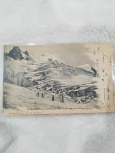 Antique Postcard La Jonction sous les Grands Mulets et le Dome du Gouter 