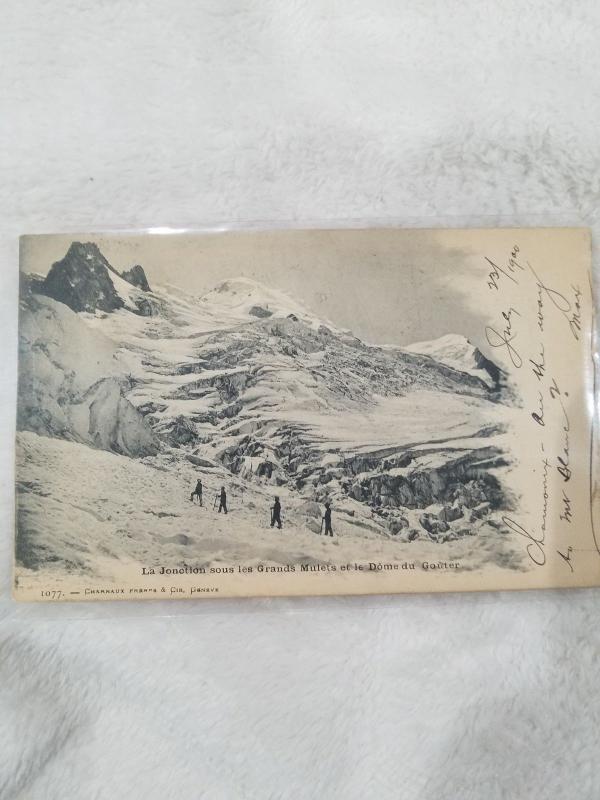 Antique Postcard La Jonction sous les Grands Mulets et le Dome du Gouter 