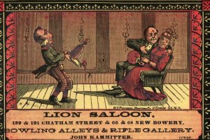 1870s Lion Saloon Bowling Alley Rifle Gallery Graphical Engraved Kammitter P54