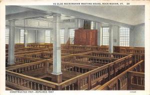 19490 VT Rockingham  Ye Olde Rockingham Meeting House Interior