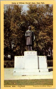 Vtg William Worrall Mayo Statue Mayo Park Rochester Minnesota MN Postcard