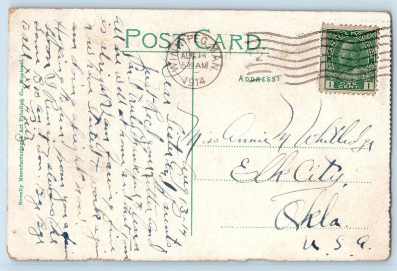 Edmonton Alberta Canada Postcard Post Office Building 1914 Antique Posted