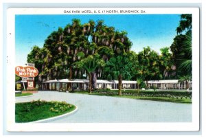 Oak Park Motel Motor Court Us 17 North Brunswick GA Georgia Postcard (CP16)