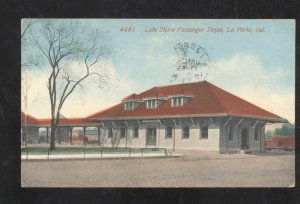 LA PORTE INDIANA LAKE SHORE RAILROAD DEPOT TRAIN STATION VINTAGE POSTCARD