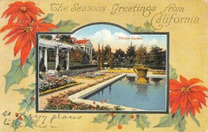 Seasons Greetings California Private Garden Christmas 1923 Vintage Postcard