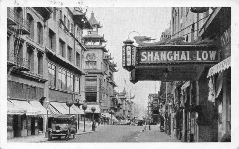 San Francisco CA Chinatown Shanghai Low Old Car R. P. O. Cancel Postcard