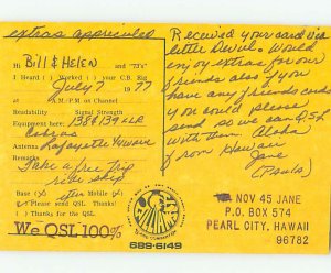 Pre-1980 RADIO CARD - CB HAM OR QSL Pearl City Hawaii HI AH1770