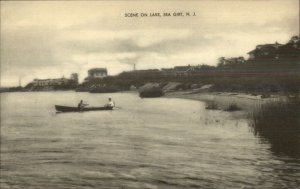 Sea Girt NJ Lake Homes & Boat Old Postcard