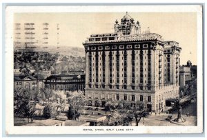 c1930's Monument, Hotel Utah Salt Lake City Utah UT Vintage Posted Postcard