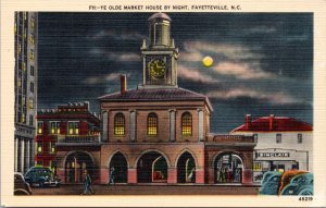 Postcard NC Fayetteville - Ye Olde Market House by Night
