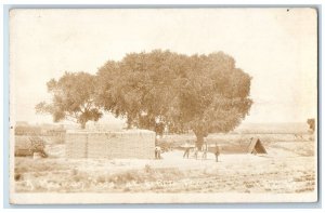 c1910's Mexican Casa Candid Men Child W.H. Horne El Paso TX RPPC Photo Postcard