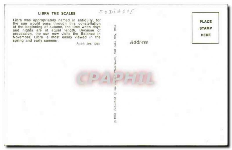 Postcard Old Zodiac Libra the scales