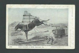 1906 Post Card Vintage Humor Ashland PA High Kicker At The Mine /Tinsel
