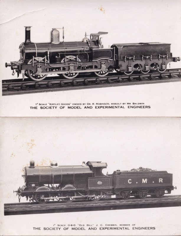 Old Bill Kirtley Class Society Of Model Engineers Train 2x Old RPC Postcard s