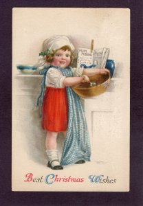 Antique Xmas postcard Best Christmas Wishes Ellen Clapsaddle 1923 Wolf mfg