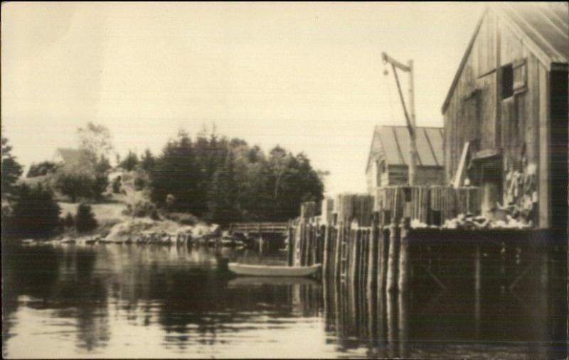 New Harbor ME  Dock/Pier 1940s Real Photo Postcard