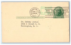 1952 George Washingon University Hospital Conference Washington DC Postal Card