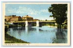 c1940's Fifth Street Bridge, Chatham Ontario Canada Unposted Postcard 