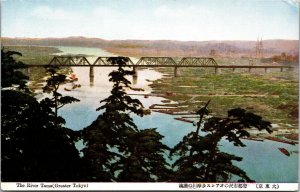 Vtg The River Tama Bridge Greater Tokyo Japan Postcard