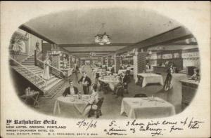 Portland OR Rathskeller Grill Interior c1905 Postcard