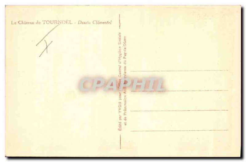 Old Postcard The Chateau de Tournoel Drawing Clementel